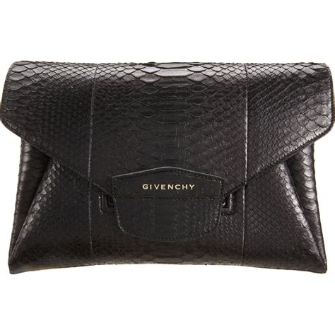 givenchy black envelope clutch|Givenchy black leather bag.